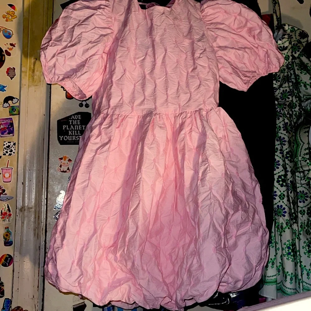 NWT English Factory Ballet Puff/Balloon Mini dress! Pink with texture! - Picture 4 of 9